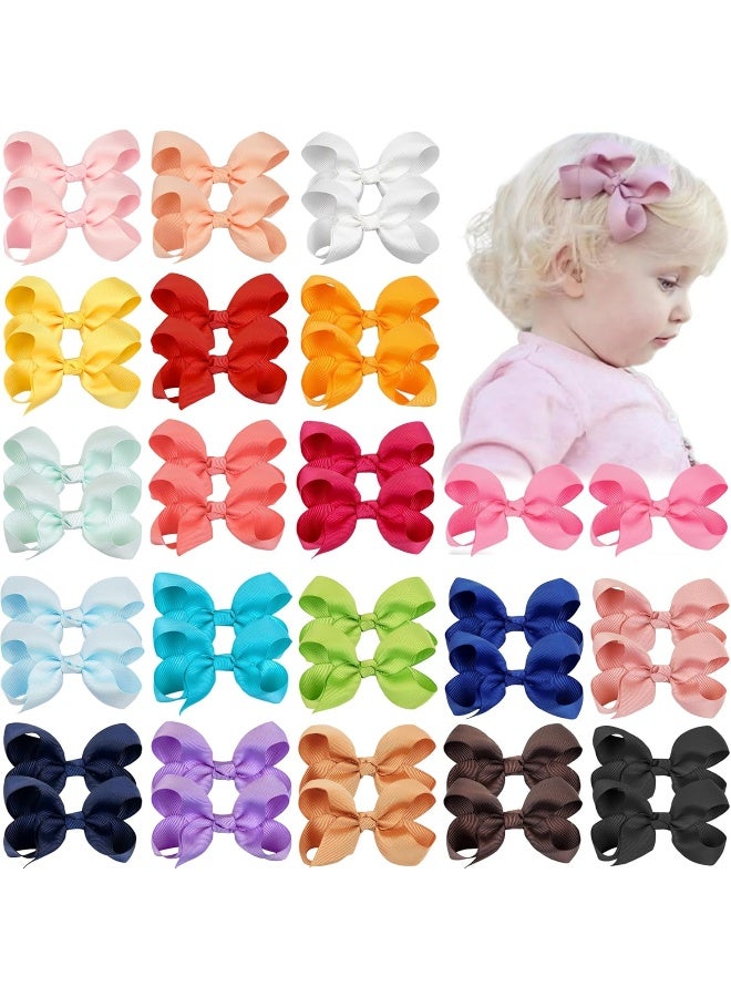 JOYOYO 40Pieces Boutique Grosgrain Ribbon Pinwheel 3" Hair Bows Alligator Clips For Babies Toddlers Teens Gifts In Pairs - Image 5